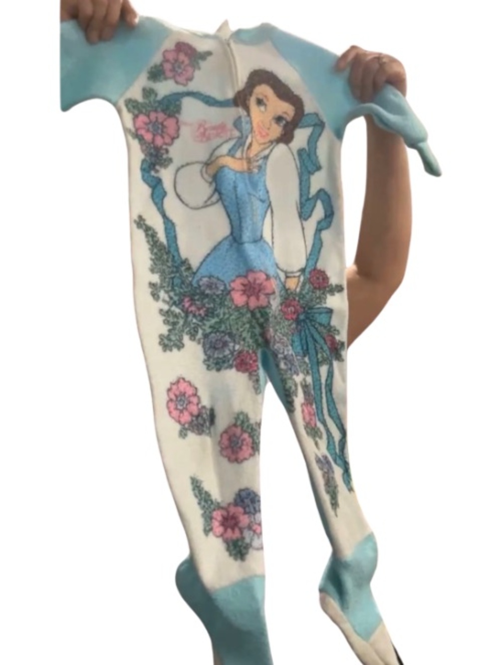 RARE Vintage Disney Beauty and the Beast Belle Floral Footed Pajama Sleeper 4 4T